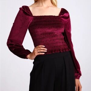 Bagatelle Collection Smocked Velvet Prairie Blouse